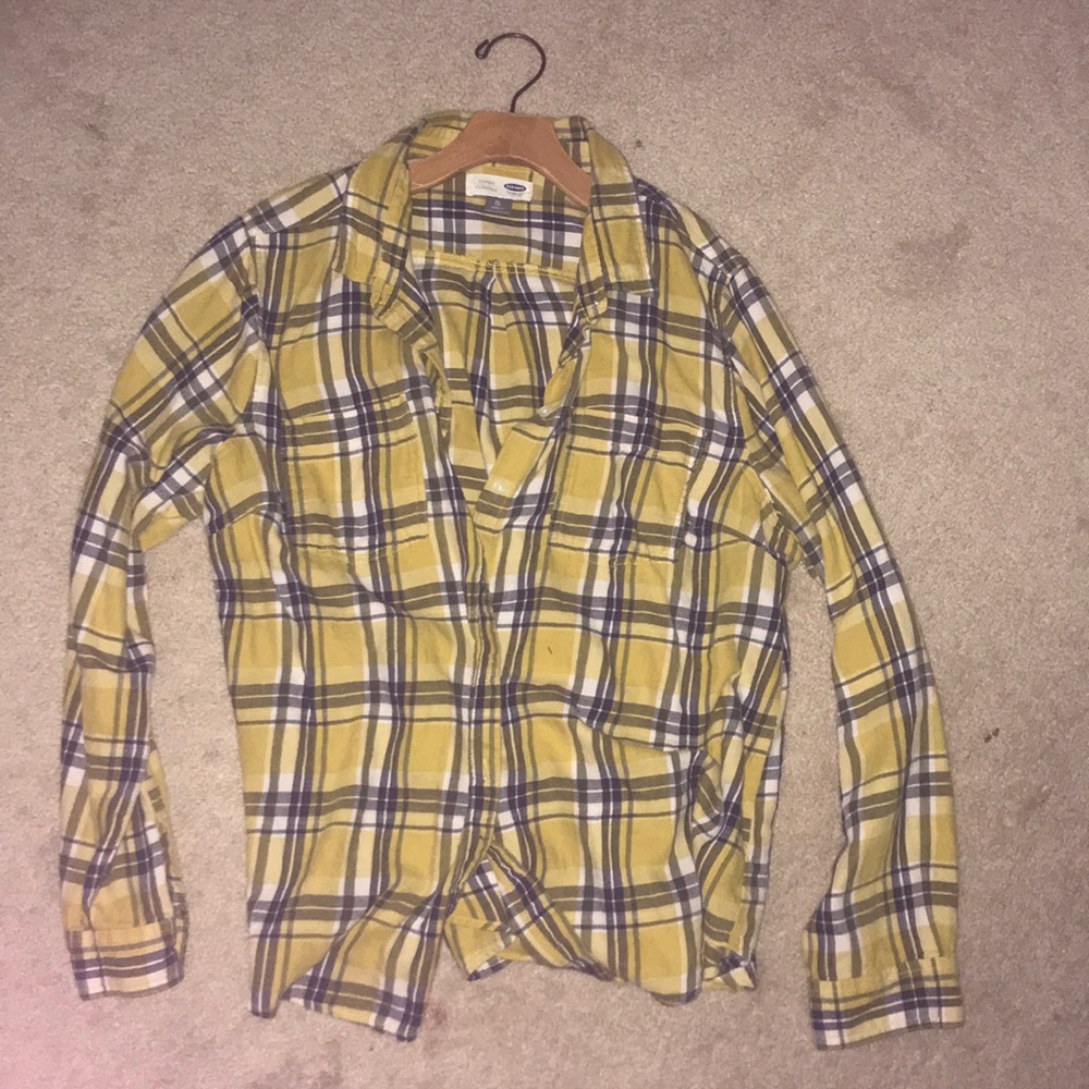 Yellow and black patchwork flannel